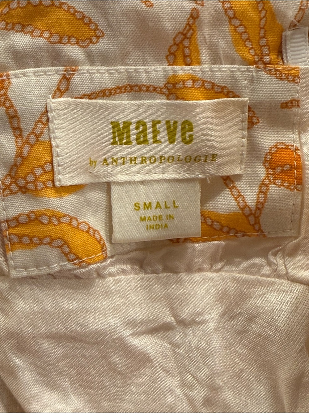 Anthropologie White Dress with Mustard Yellow Floral Embroidery - Picture 3 of 7